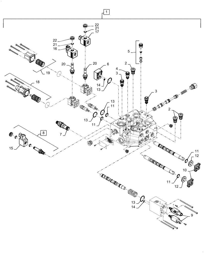 Схема запчастей Case TR340 - (35.355.010) - LOADER HAND CONTROL VALVE, MECHANICAL (35) - HYDRAULIC SYSTEMS