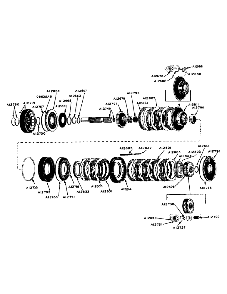 Схема запчастей Case W9 - (086) - INTERMEDIATE, HIGH AND LOW RANGE PLANETARIES AND CLUTCH (06) - POWER TRAIN