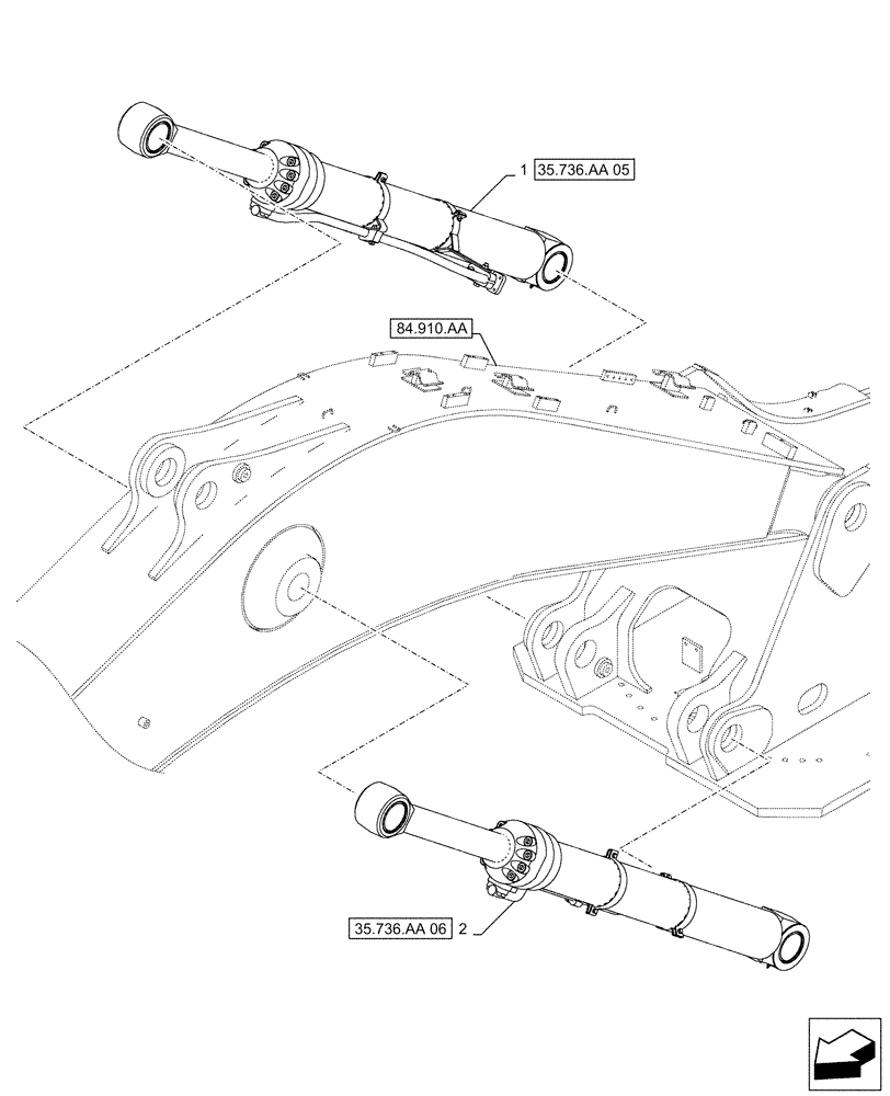 Схема запчастей Case CX500D RTC - (35.736.AA[04]) - VAR - 481064 - LIFT CYLINDER, BOOM, SAFETY VALVE, MOUNTING (35) - HYDRAULIC SYSTEMS