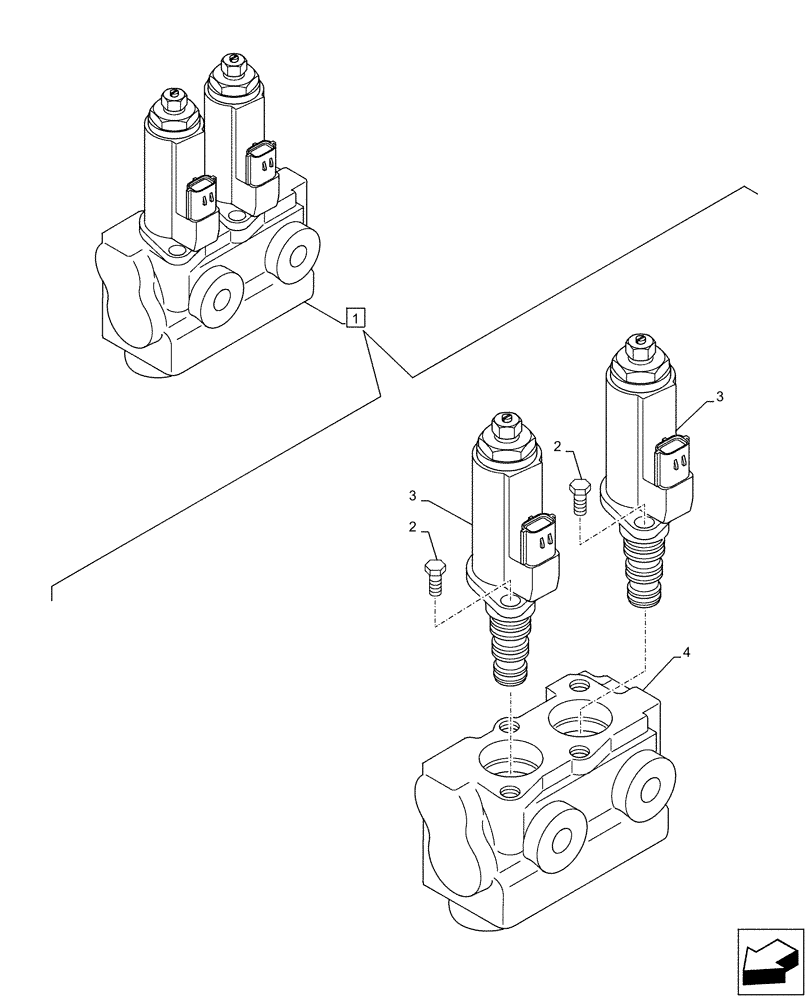 Схема запчастей Case CX500D RTC - (35.360.AI[02]) - VAR - 461865, 461871, 461868 , 461869 - SOLENOID VALVE, HAMMER CIRCUIT, SHEARS, HIGH FLOW, W/ ELECTRICAL PROPORTIONAL CONTROL, COMPONENTS (35) - HYDRAULIC SYSTEMS