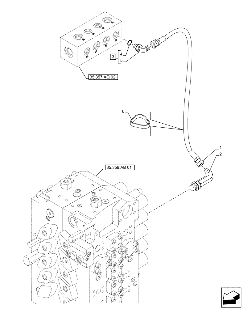 Схема запчастей Case CX500D RTC - (35.360.AB[03]) - VAR - 461561, 461865 - HAMMER CIRCUIT, LINES (35) - HYDRAULIC SYSTEMS