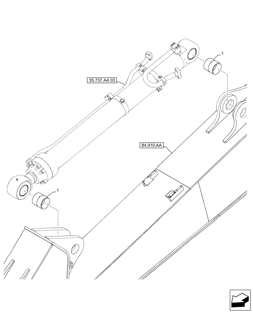 Схема запчастей Case CX500D RTC - (84.912.AD[06]) - VAR - 461544, 461548, 461549, 781184, 461572 - ARM, CYLINDER, BUSHING (84) - BOOMS, DIPPERS & BUCKETS