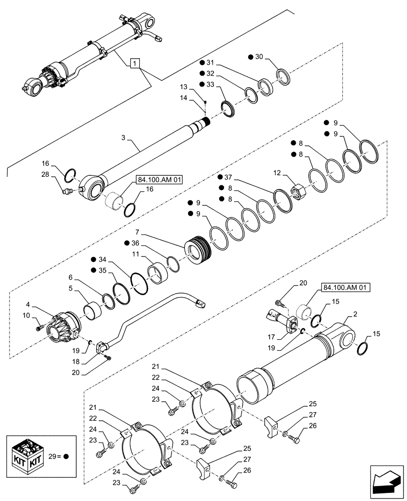 Схема запчастей Case CX500D LC - (35.738.AA[02]) - VAR - 461572 - BUCKET CYLINDER, COMPONENTS (35) - HYDRAULIC SYSTEMS