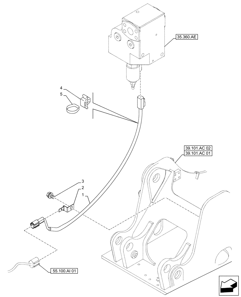 Схема запчастей Case CX500D LC - (55.950.AA) - VAR - 461869 - SELECTOR VALVE, HARNESS, HAMMER CIRCUIT, HIGH FLOW, SHEARS, W/ ELECTRICAL PROPORTIONAL CONTROL (55) - ELECTRICAL SYSTEMS