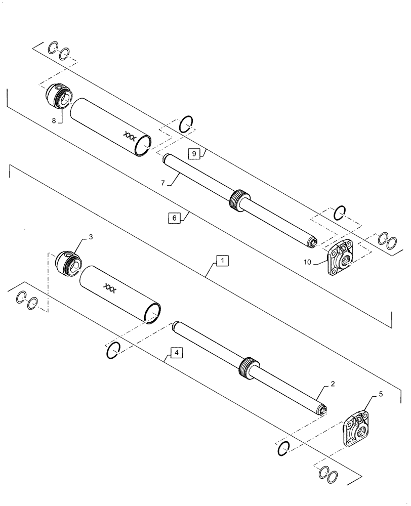 Схема запчастей Case 580SM - (41.216.06[01]) - STEERING CYLINDER, ASSY, 4WD (41) - STEERING