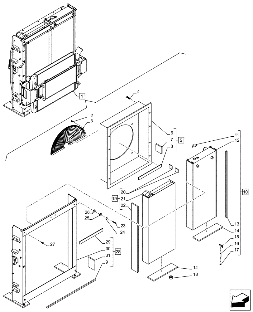 Схема запчастей Case CX490D LC - (10.400.BE[02]) - RADIATOR, COMPONENTS (10) - ENGINE