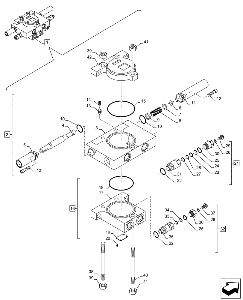 Схема запчастей Case CX490D RTC - (35.360.AD[02]) - VAR - 461863 - BUCKET, VALVE, ROTATION, W/ ELECTRICAL PROPORTIONAL CONTROL, COMPONENTS (35) - HYDRAULIC SYSTEMS