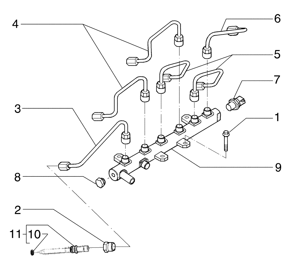 Схема запчастей Case 865 VHP - (03-22[01]) - INJECTOR PLUMBING (03) - FUEL SYSTEM