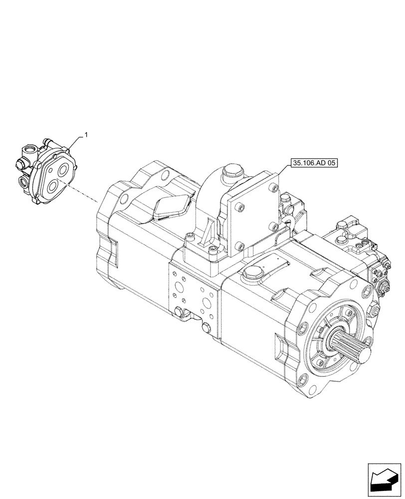 Схема запчастей Case CX500D RTC - (35.357.AC[02]) - VAR - 461863 - HYDRAULIC PUMP, PILOT, CLAMSHELL BUCKET, ROTATION, W/ ELECTRICAL PROPORTIONAL CONTROL, COMPONENTS (35) - HYDRAULIC SYSTEMS