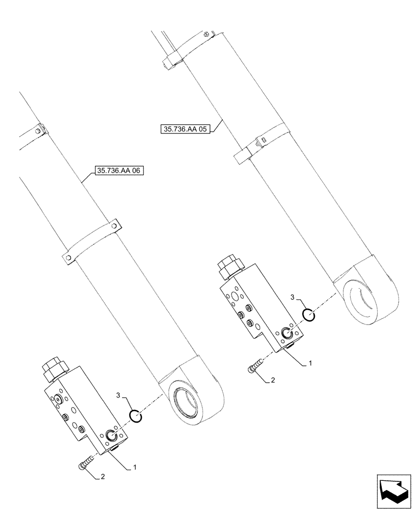 Схема запчастей Case CX490D LC - (35.736.AG) - VAR - 481064 - BOOM, LIFT CYLINDER, SAFETY VALVE (35) - HYDRAULIC SYSTEMS