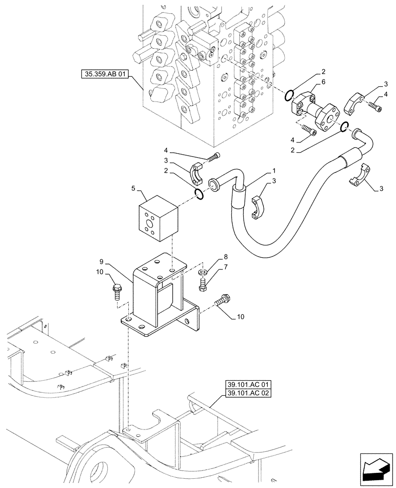 Схема запчастей Case CX500D RTC - (35.360.AB[05]) - VAR - 461871 - HAMMER CIRCUIT, LINES, HIGH FLOW, W/ ELECTRICAL PROPORTIONAL CONTROL (35) - HYDRAULIC SYSTEMS