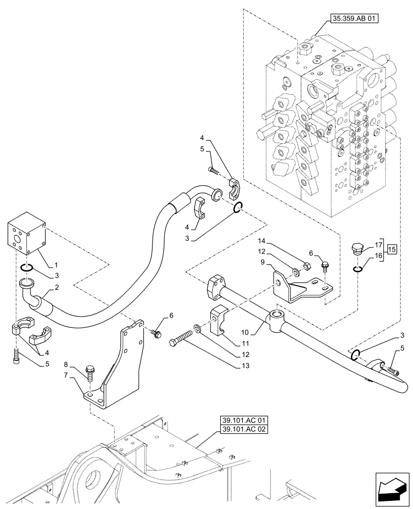 Схема запчастей Case CX490D LC - (35.360.AB[04]) - VAR - 461871 - HAMMER CIRCUIT, LINES, SHEARS, W/ ELECTRICAL PROPORTIONAL CONTROL (35) - HYDRAULIC SYSTEMS