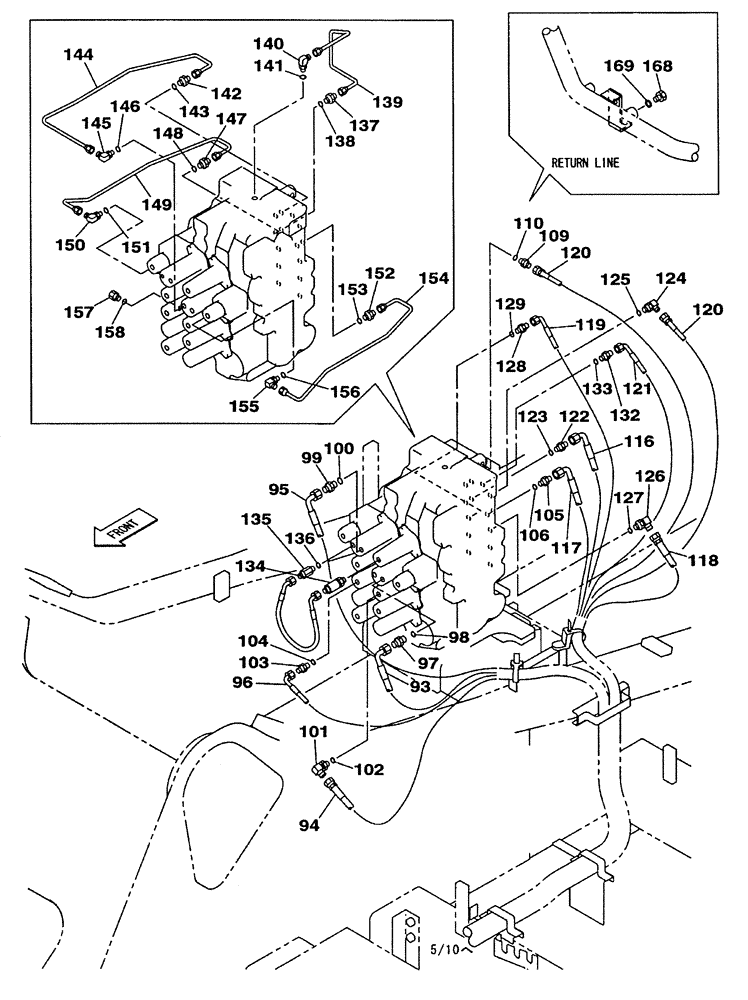 Схема запчастей Case CX350 - (08-097-01[01]) - HYDRAULIC CIRCUIT - PILOT - WITHOUT VALVE, PRESSURE RELIEF (08) - HYDRAULICS