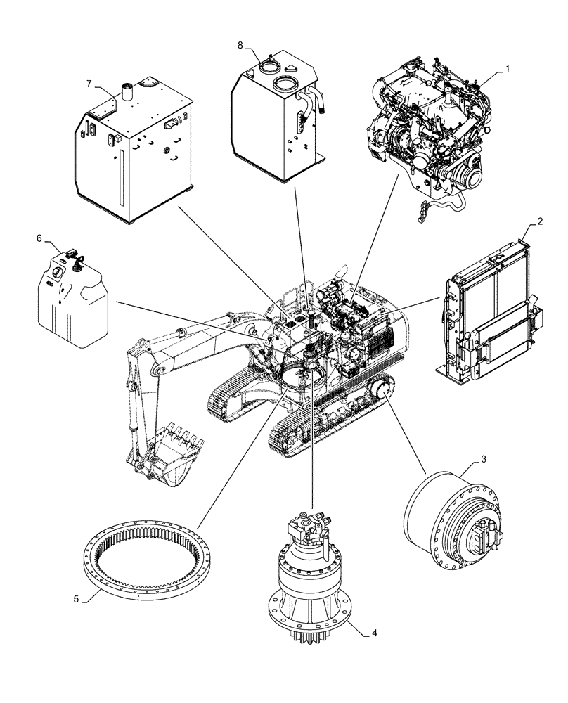 Схема запчастей Case CX490D LC - (05.100.03[02]) - CAPACITIES (05) - SERVICE & MAINTENANCE