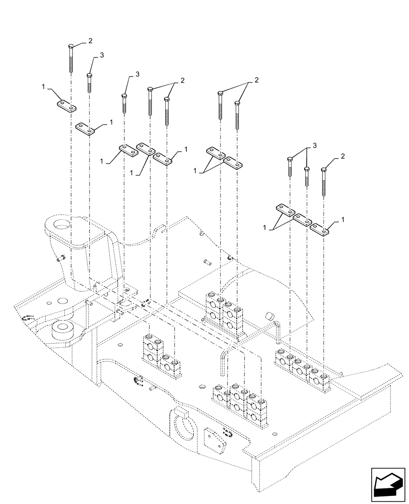 Схема запчастей Case 521F - (35.300.AD[01]) - HYDRAULIC TUBE CLAMP BLOCK INSTALLATION (35) - HYDRAULIC SYSTEMS