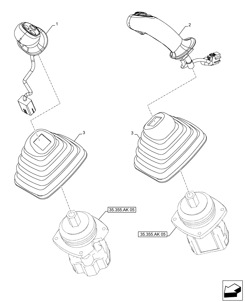 Схема запчастей Case CX500D RTC - (35.355.AK[02]) - VAR - 461865, 461869, 461868, 461871 - JOYSTICK (35) - HYDRAULIC SYSTEMS