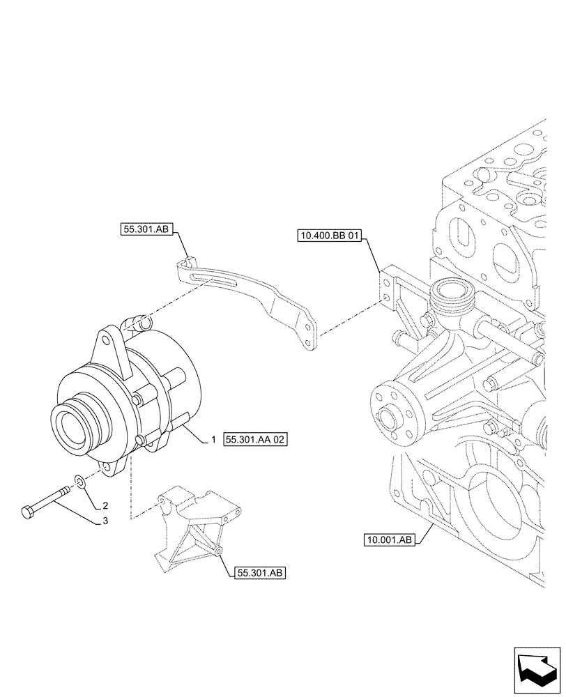 Схема запчастей Case AQ-6UZ1XASS01 - (55.301.AA[01]) - ALTERNATOR (55) - ELECTRICAL SYSTEMS