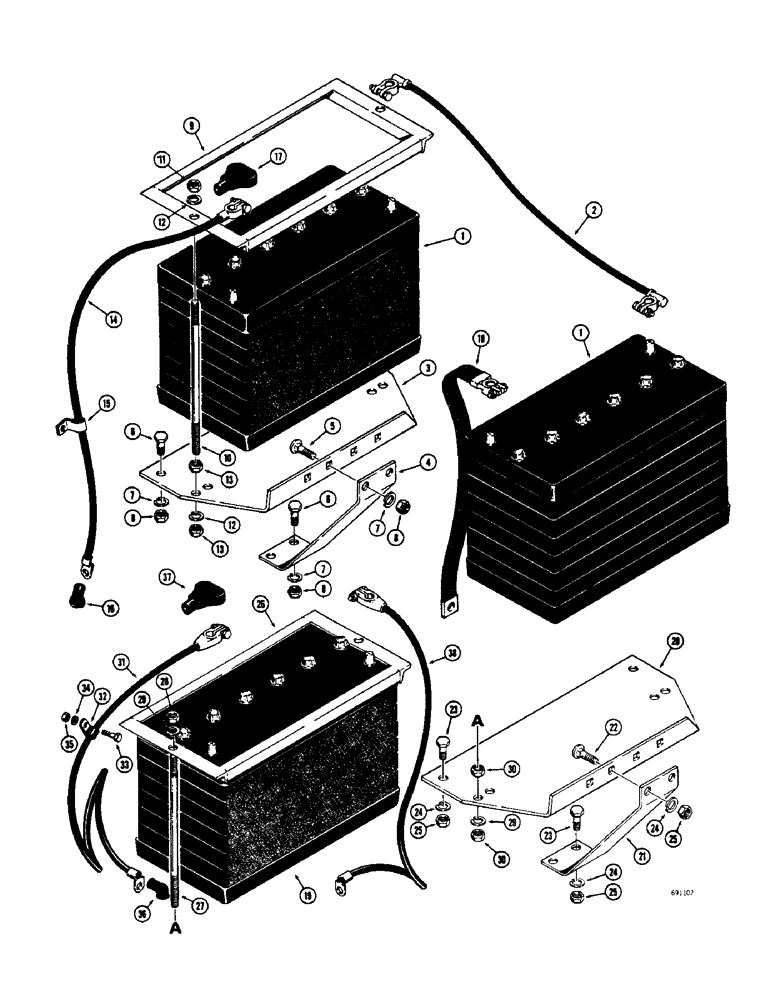 Схема запчастей Case W8C - (084) - BATTERIES AND CABLES, DIESEL MODELS ONLY, GAS MODELS ONLY (04) - ELECTRICAL SYSTEMS