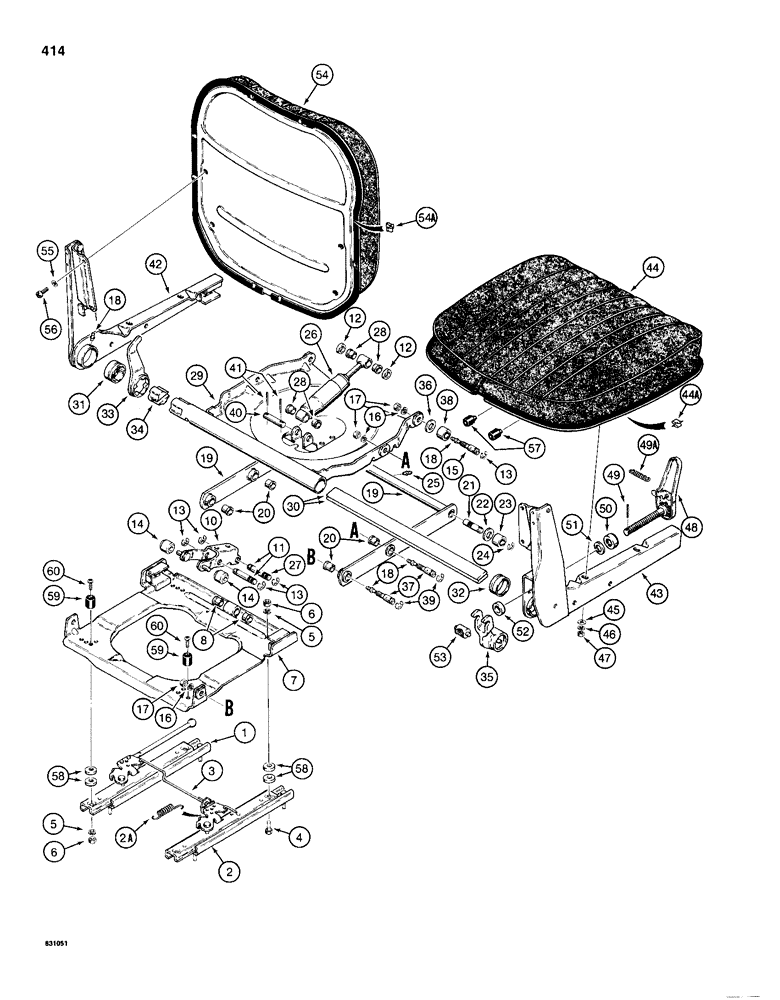 Схема запчастей Case 1150D - (414) - SUSPENSION SEAT ASSEMBLY (09) - CHASSIS/ATTACHMENTS