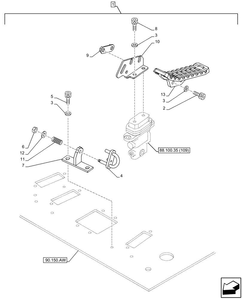 Схема запчастей Case CX210D LC LR - (88.100.35[102]) - DIA KIT, CLAMSHELL BUCKET, ROTATION, W/ HYDRAULIC CONTROL, PEDAL, CONTROL (88) - ACCESSORIES