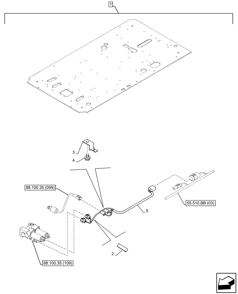 Схема запчастей Case CX130D LC - (88.100.35[100]) - DIA KIT, CLAMSHELL BUCKET, ROTATION, W/ ELECTRICAL PROPORTIONAL CONTROL, OPTION, WIRE HARNESS (88) - ACCESSORIES