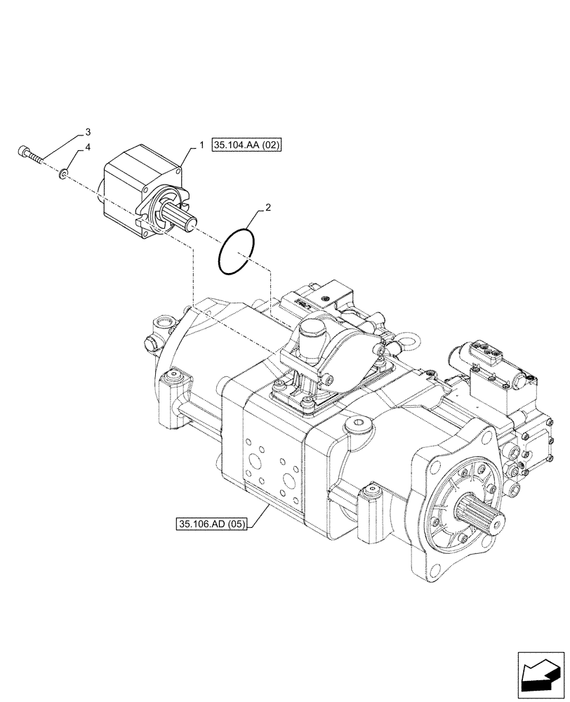 Схема запчастей Case CX210D NLC - (35.104.AA[01]) - VAR - 461863, 461864 - HYDRAULIC PUMP, GEAR, CLAMSHELL BUCKET, ROTATION, W/ ELECTRICAL PROPORTIONAL CONTROL (35) - HYDRAULIC SYSTEMS