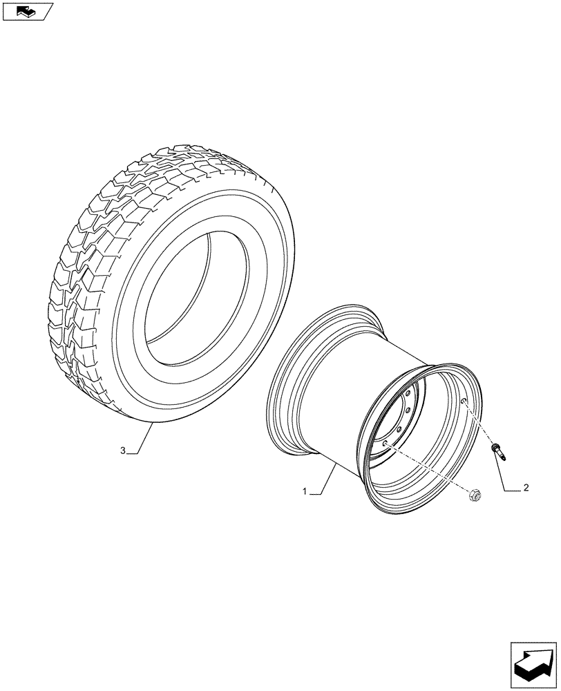 Схема запчастей Case 580SN WT - (44.511.0201) - VAR - 423016 - WHEELS, FRONT - TIRES - 4WD (44) - WHEELS