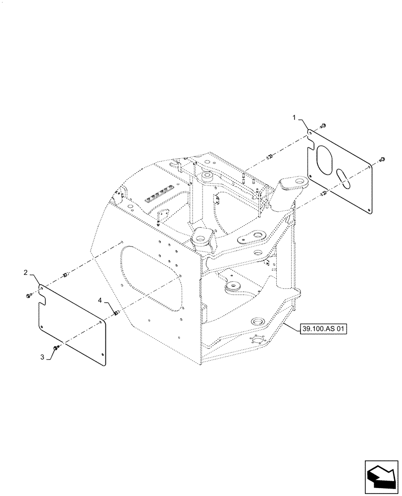 Схема запчастей Case 521F - (39.100.05) - FRAME, REAR COVERS (39) - FRAMES AND BALLASTING