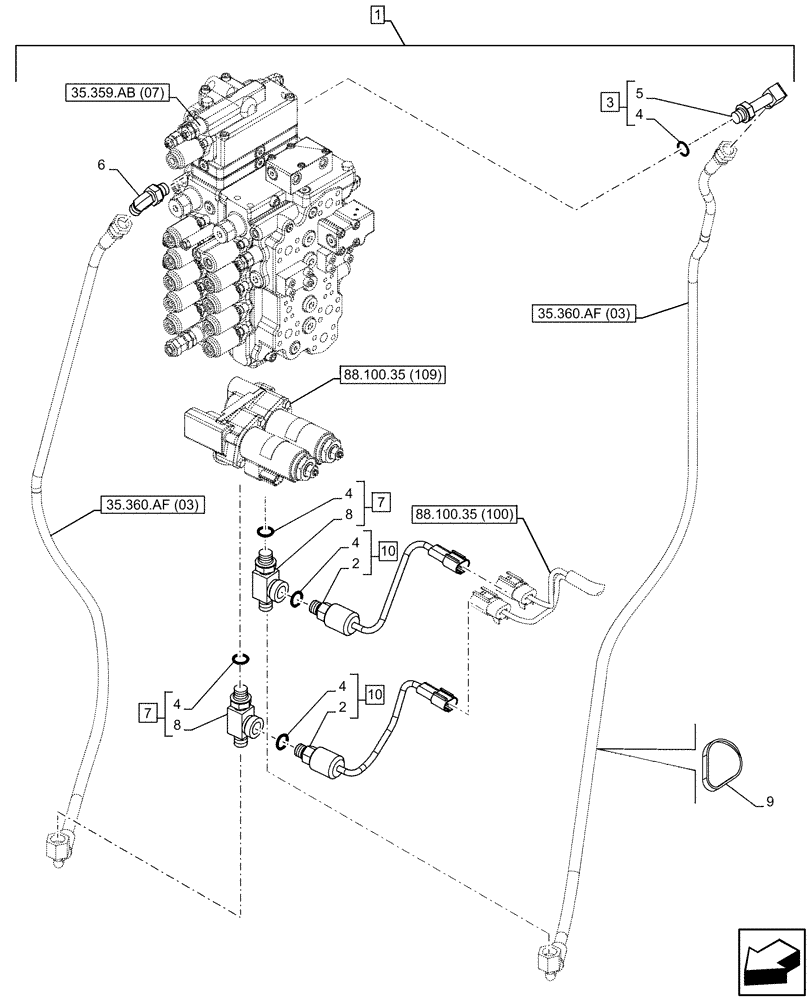 Схема запчастей Case CX160D LC - (88.100.35[099]) - DIA KIT, CLAMSHELL BUCKET, ROTATION, W/ ELECTRICAL PROPORTIONAL CONTROL, HYDRAULIC LINE, SPEED SENSOR (88) - ACCESSORIES
