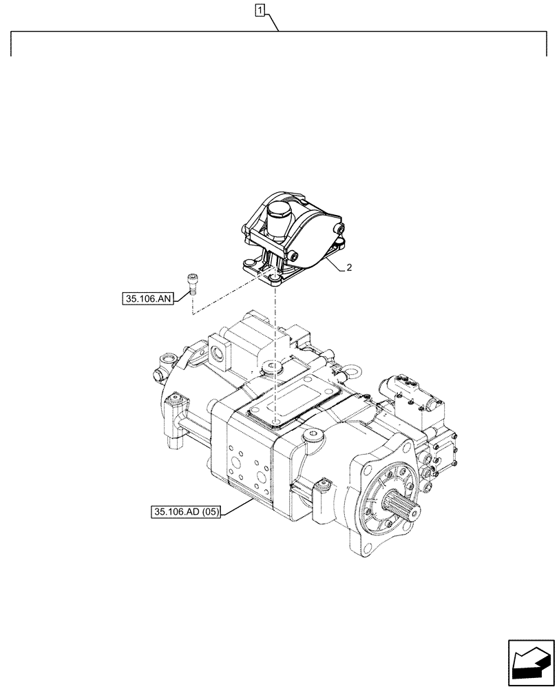 Схема запчастей Case CX210D LC LR - (88.100.35[106]) - DIA KIT, CLAMSHELL BUCKET, ROTATION, W/ HYDRAULIC CONTROL, PTO (88) - ACCESSORIES