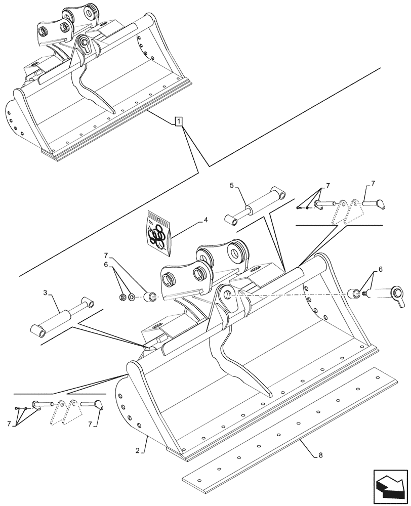 Схема запчастей Case CX75C SR - (84.100.016) - 90° TILT DITCH CLEANING (L=1200MM), EU MODELS (84) - BOOMS, DIPPERS & BUCKETS