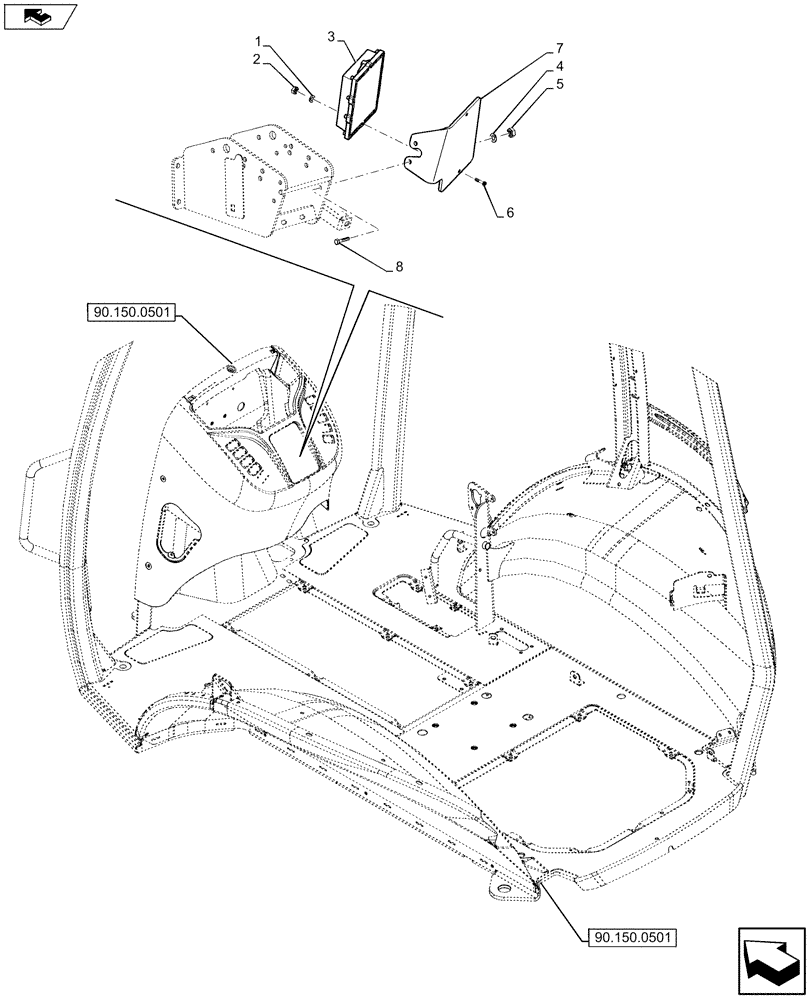 Схема запчастей Case 590SN - (55.024.03) - VAR - 423060, 423061, 423062 - CONTROL UNIT, TRANSMISSION (PSYNCHRO/POWERSHIFT) (55) - ELECTRICAL SYSTEMS