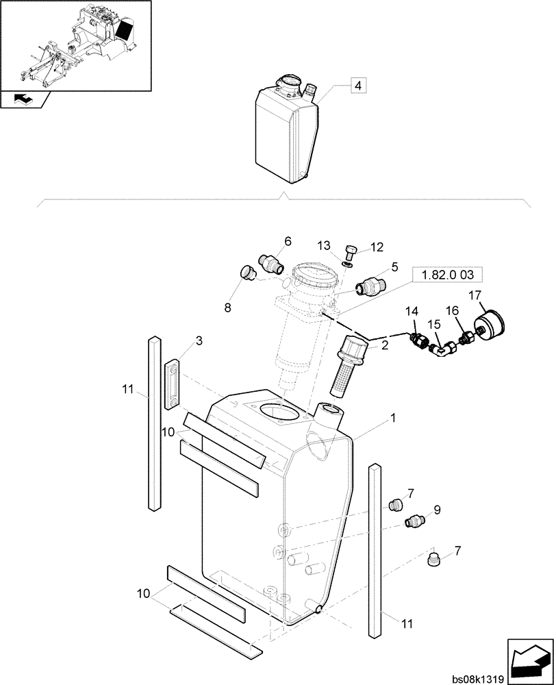 Схема запчастей Case 121E - (1.82.0[02]) - HYDRAULIC OIL TANK (07) - HYDRAULIC SYSTEMS