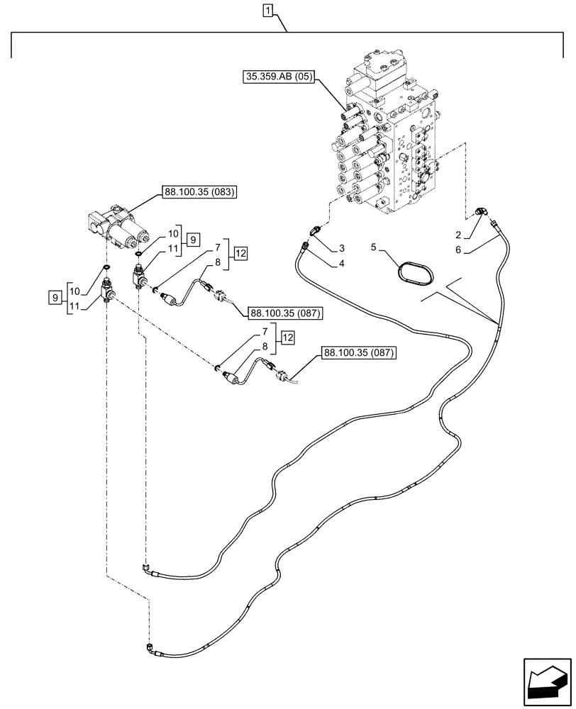 Схема запчастей Case CX300D LC - (88.100.35[086]) - DIA KIT, CLAMSHELL BUCKET, ROTATION, W/ ELECTRICAL PROPORTIONAL CONTROL, HYDRAULIC LINE, SPEED SENSOR (88) - ACCESSORIES