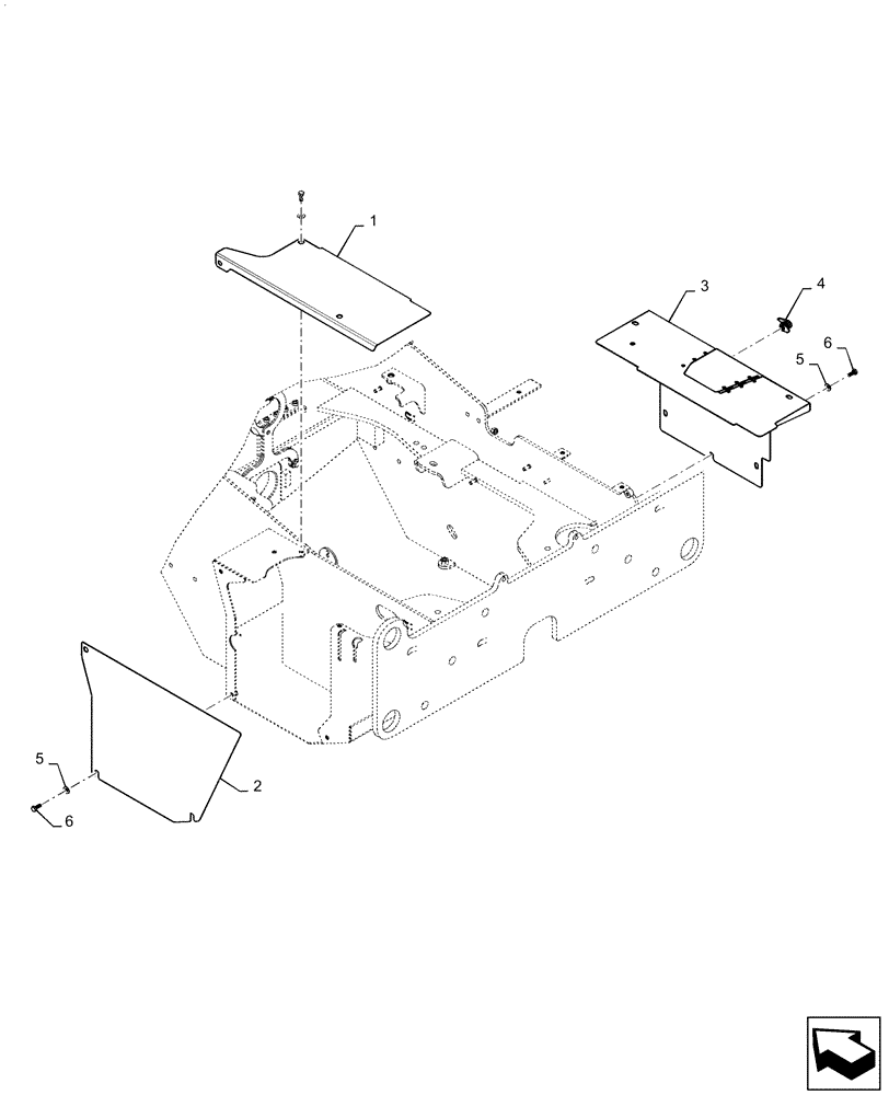 Схема запчастей Case 521F - (39.100.AH[01]) - DEF TANK AND BATTERY COVERS (39) - FRAMES AND BALLASTING