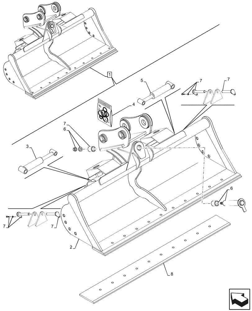 Схема запчастей Case CX75C SR - (84.100.017) - 90° TILT DITCH CLEANING (L=1400MM), EU MODELS (84) - BOOMS, DIPPERS & BUCKETS