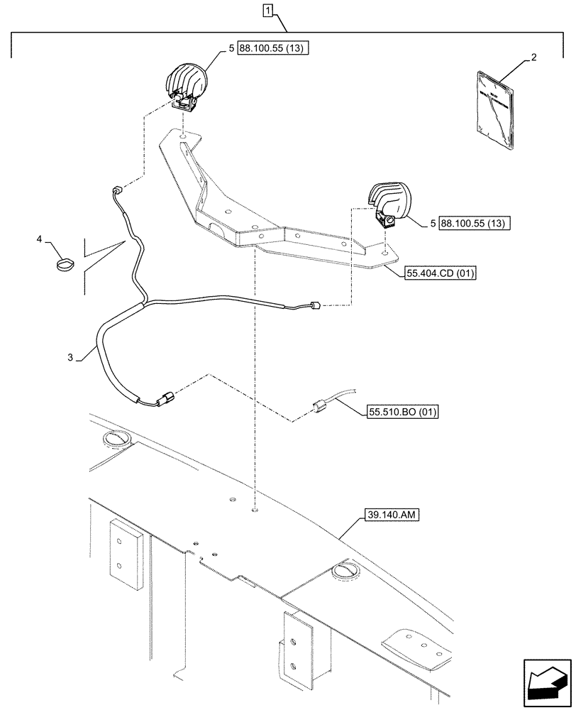 Схема запчастей Case CX250D LC - (88.100.55[10]) - DIA KIT, RIGHT, LEFT, REAR VIEW CAMERA, LIGHT (88) - ACCESSORIES