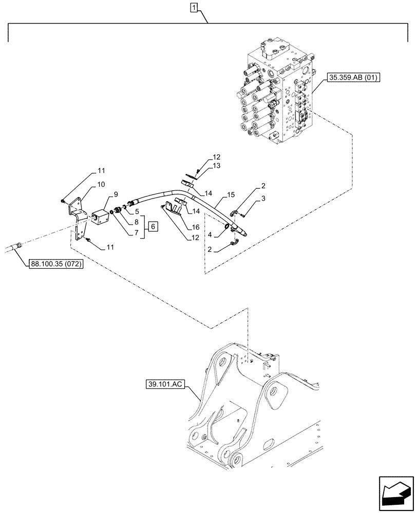 Схема запчастей Case CX250D LC - (88.100.35[071]) - DIA KIT, AUXILIARY CIRCUIT, SHEARS, W/ ELECTRICAL PROPORTIONAL CONTROL, BOOM, LINE (88) - ACCESSORIES