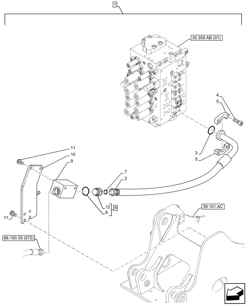 Схема запчастей Case CX250D LC LR - (88.100.35[070]) - DIA KIT, AUXILIARY CIRCUIT, SHEARS, W/ ELECTRICAL PROPORTIONAL CONTROL, BOOM, LINE (88) - ACCESSORIES