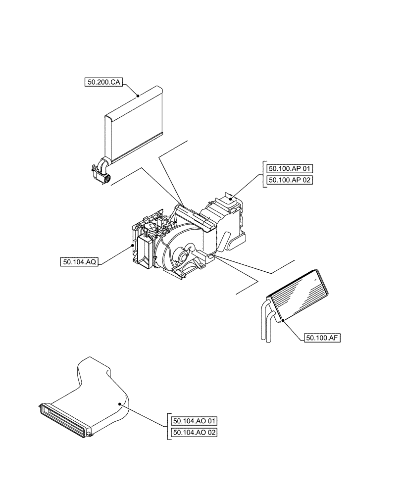 Схема запчастей Case CX490D LC - (50.000.00[02]) - SECTION INDEX - CAB CLIMATE CONTROL (50) - CAB CLIMATE CONTROL
