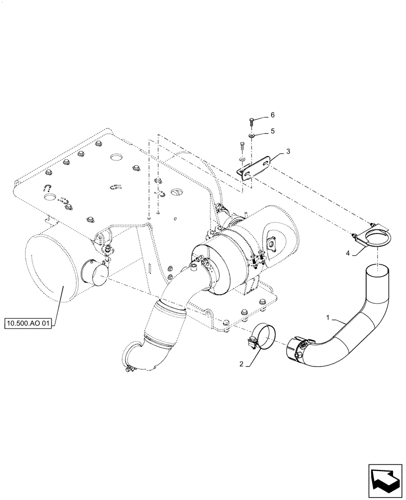 Схема запчастей Case 521F - (10.500.AO[03]) - EXHAUST PIPE EXTENSION W/O ASPIRATOR (10) - ENGINE