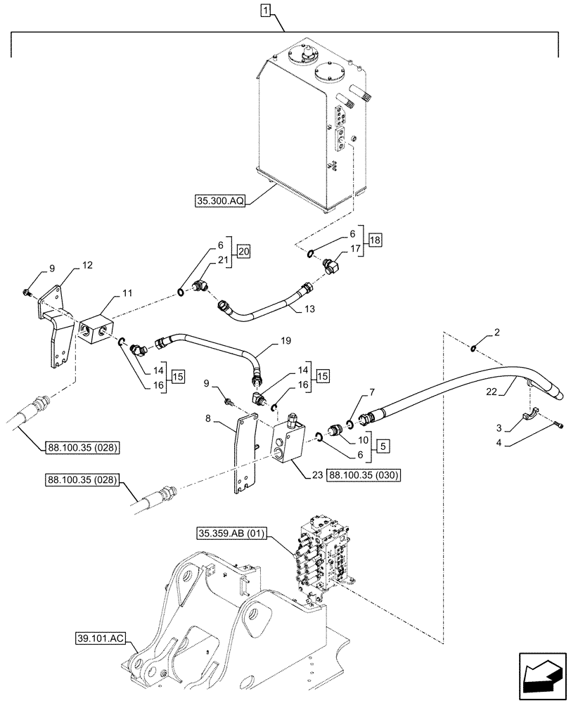 Схема запчастей Case CX210D LC - (88.100.35[029]) - DIA KIT, HAMMER CIRCUIT, W/ ELECTRICAL PROPORTIONAL CONTROL, MANIFOLD VALVE, LINE (88) - ACCESSORIES