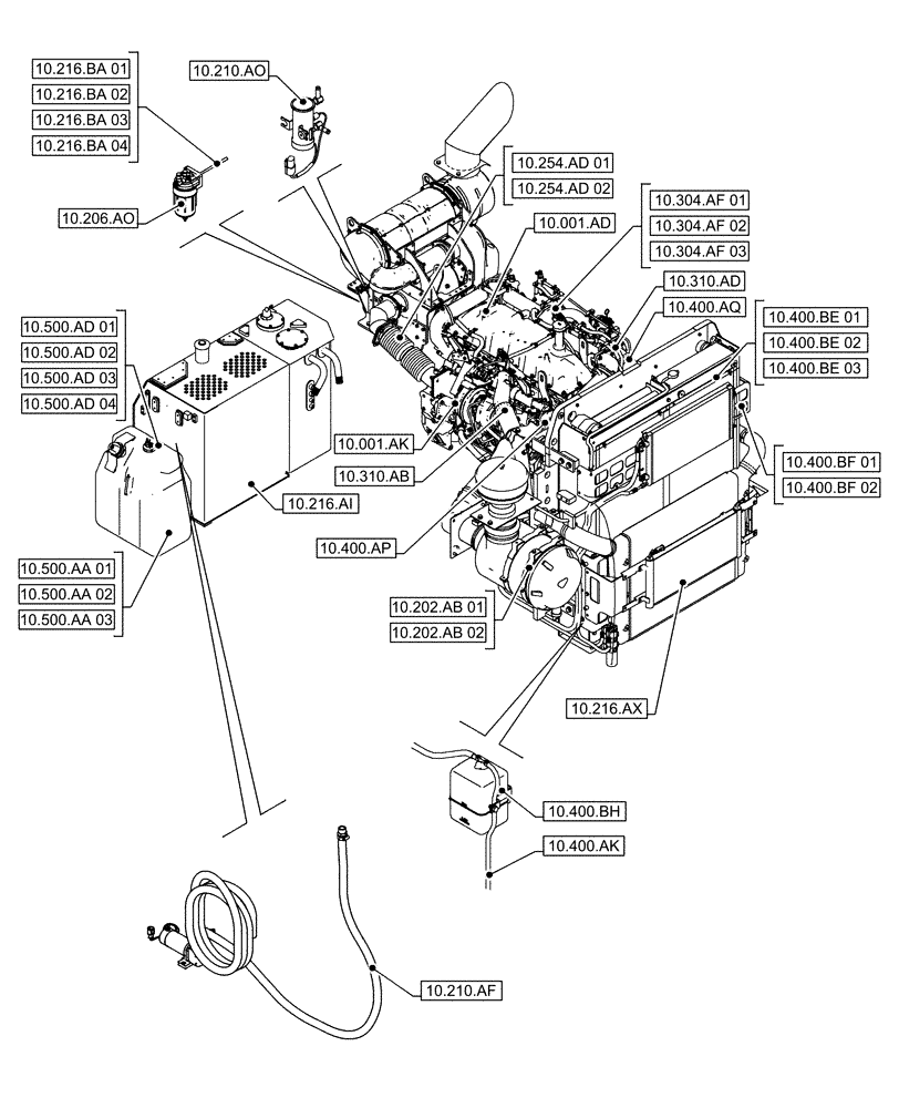 Схема запчастей Case CX490D RTC - (10.000.00) - SECTION INDEX - ENGINE (10) - ENGINE