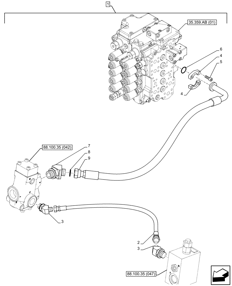 Схема запчастей Case CX160D LC - (88.100.35[044]) - DIA KIT, HAMMER CIRCUIT, HIGH FLOW, W/ ELECTRICAL PROPORTIONAL CONTROL, DIRECTIONAL CONTROL VALVE, LINE (88) - ACCESSORIES