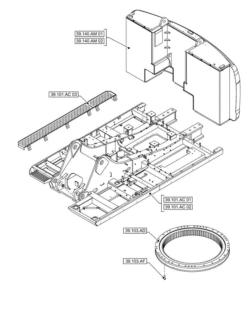 Схема запчастей Case CX490D RTC - (39.000.00) - SECTION INDEX - FRAMES AND BALLASTING (39) - FRAMES AND BALLASTING
