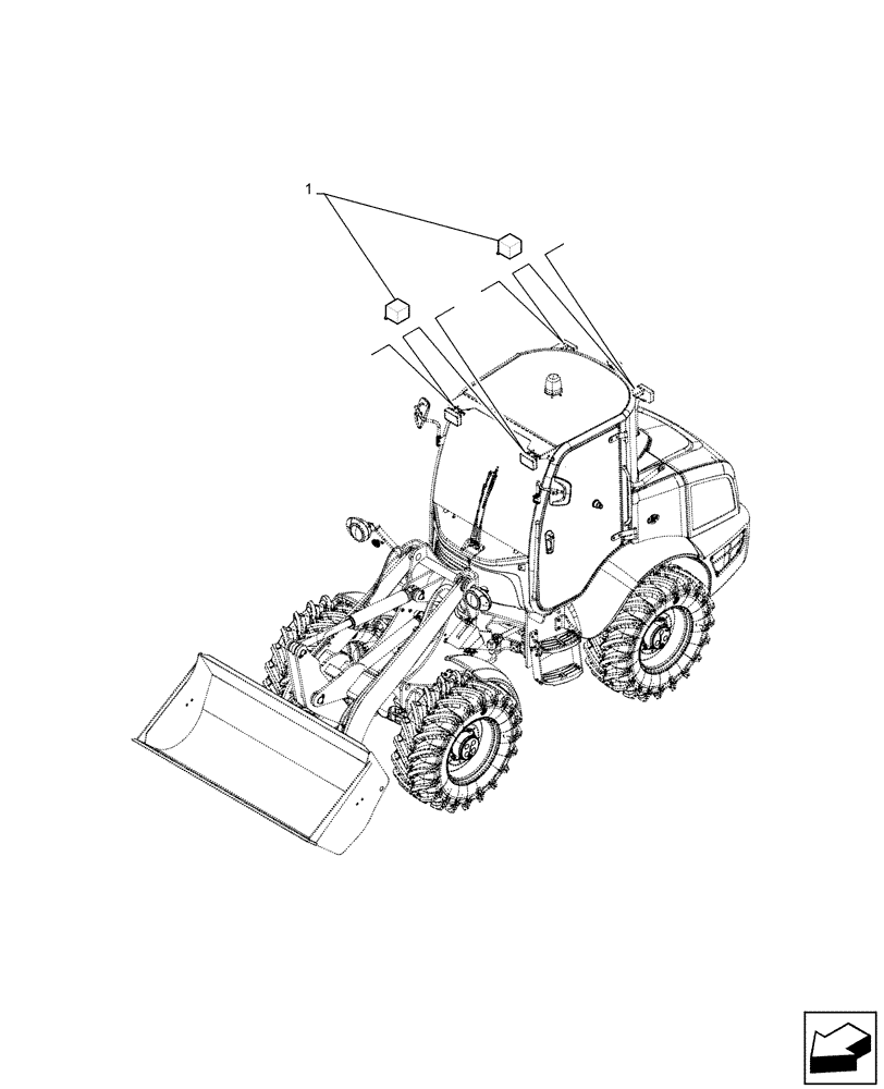 Схема запчастей Case 121F - (55.404.BS[03]) - VAR – 734521, 734656 - WORK LIGHT (55) - ELECTRICAL SYSTEMS