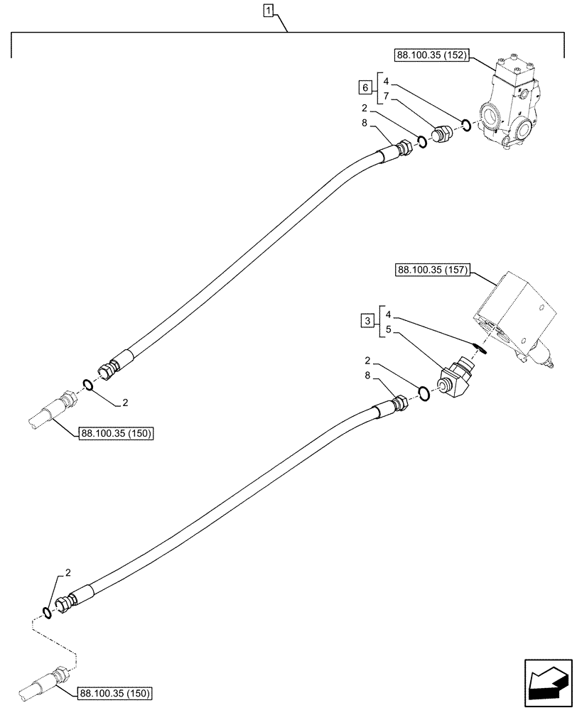 Схема запчастей Case CX160D LC - (88.100.35[151]) - DIA KIT, HAMMER CIRCUIT, HIGH FLOW, SHEARS, W/ ELECTRICAL PROPORTIONAL CONTROL, BOOM, LINE (88) - ACCESSORIES