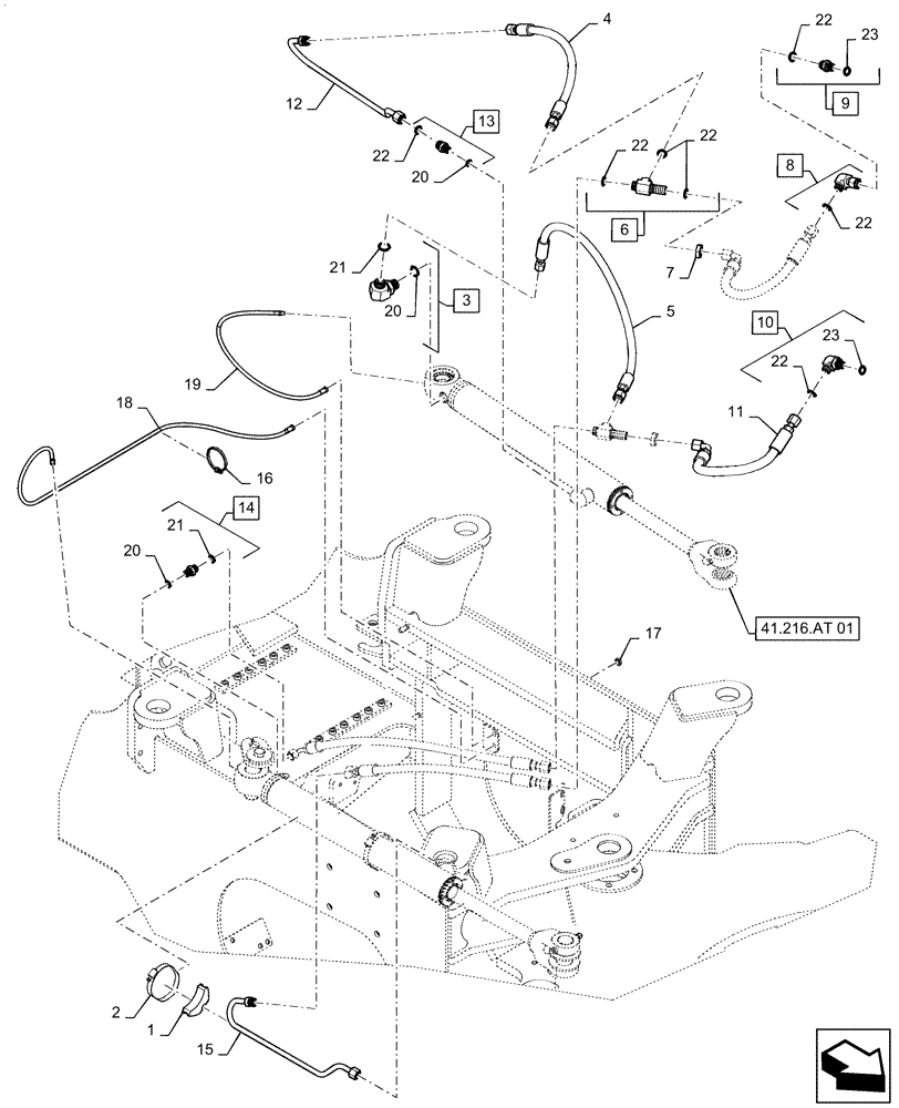 Схема запчастей Case 521F - (41.216.AV[01]) - STEERING CYLINDER INSTALLATION (41) - STEERING