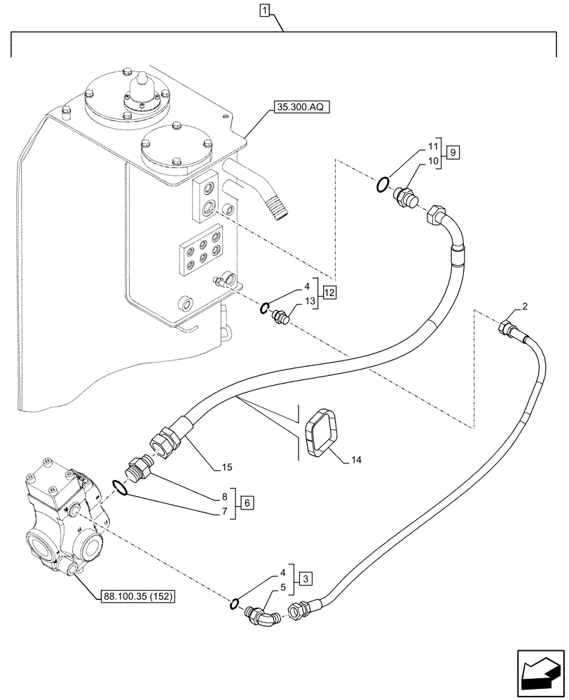 Схема запчастей Case CX160D LC - (88.100.35[155]) - DIA KIT, HAMMER CIRCUIT, HIGH FLOW, SHEARS, W/ ELECTRICAL PROPORTIONAL CONTROL, DIRECTIONAL CONTROL VALVE, LINE (88) - ACCESSORIES