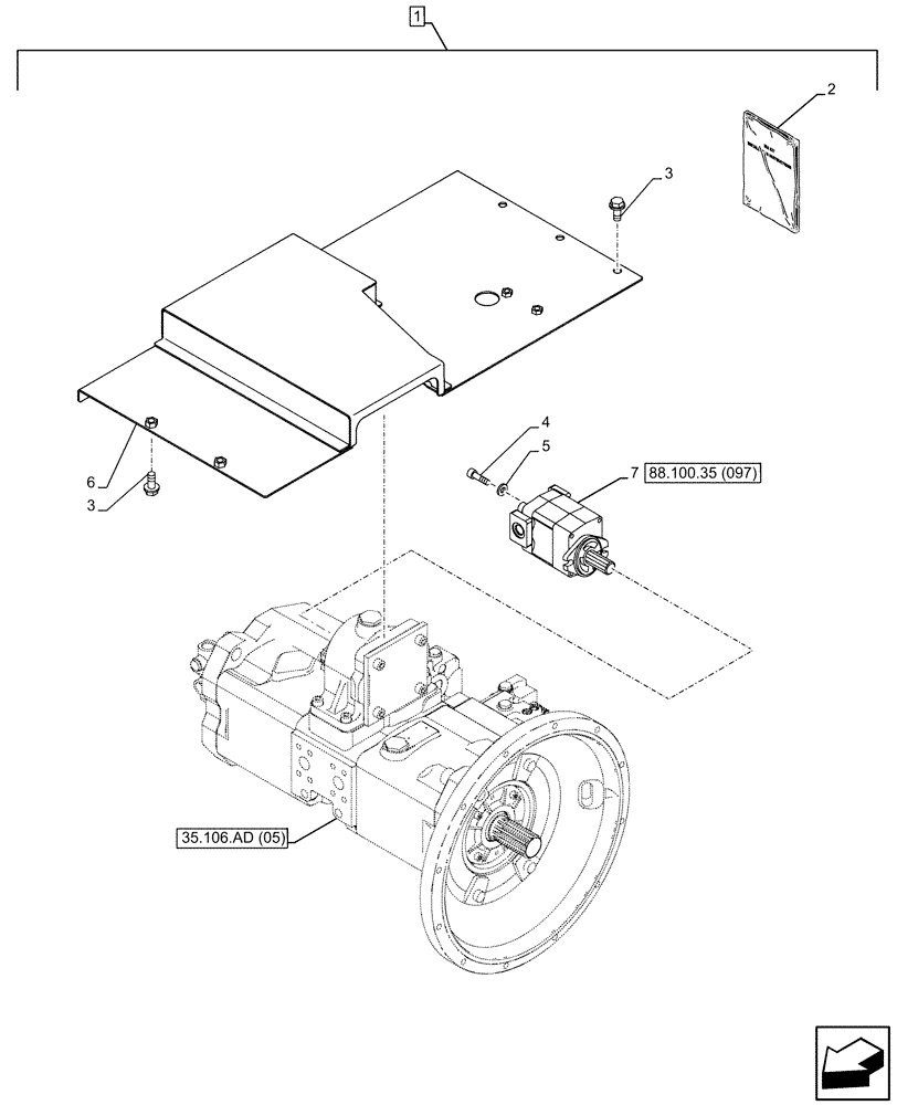 Схема запчастей Case CX350D LC - (88.100.35[096]) - DIA KIT, CLAMSHELL BUCKET, ROTATION, W/ ELECTRICAL PROPORTIONAL CONTROL, HYDRAULIC PUMP, GEAR (88) - ACCESSORIES